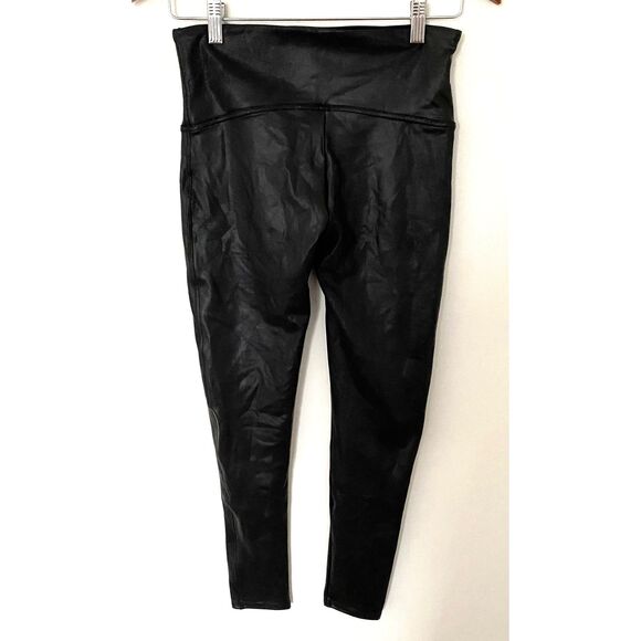 SPANX Ready-to-Wow! Faux Leather Black Stretchy Leggings PL - Picture 2 of 11